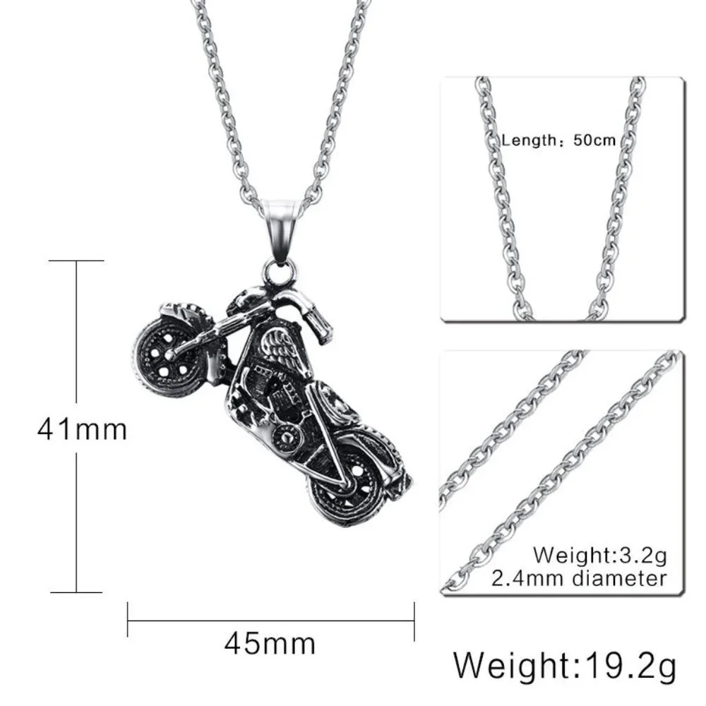 ❤️Simple Fashion bike antique silver charms pendant necklace for menN90201P226
